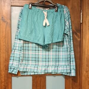 Secret Treasures Teal and Pink Plaid Sleepwear